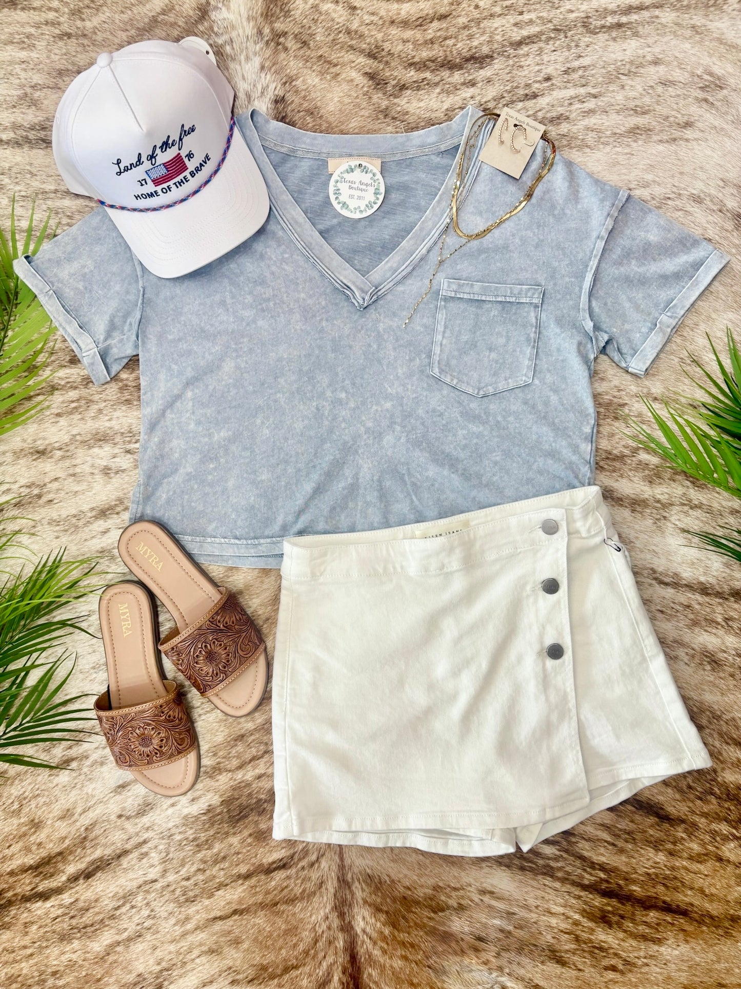 Just An Ordinary Girl Oversized Blue V-Neck Top