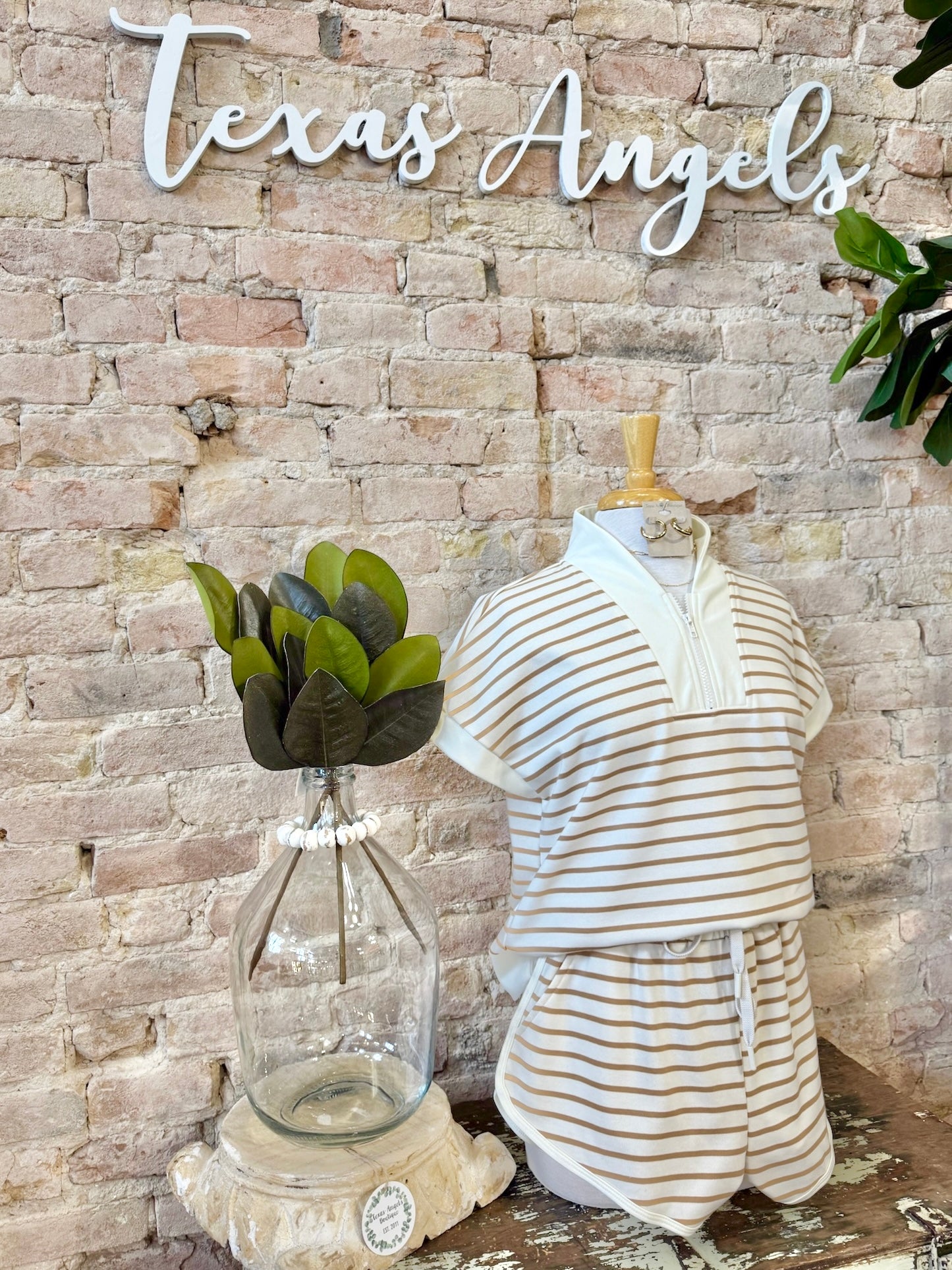 If It's Meant To Be Ivory Striped Lounge Top