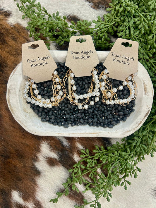 Gold Pearl Bracelet Set