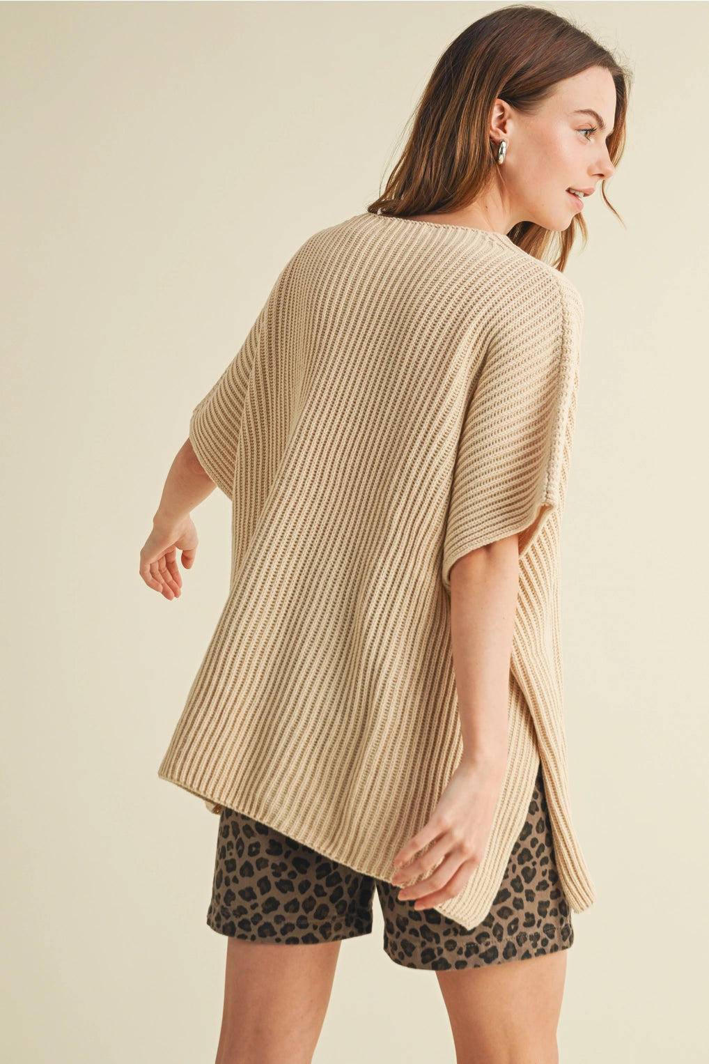 On To The Next Oatmeal Knit Sweater Top