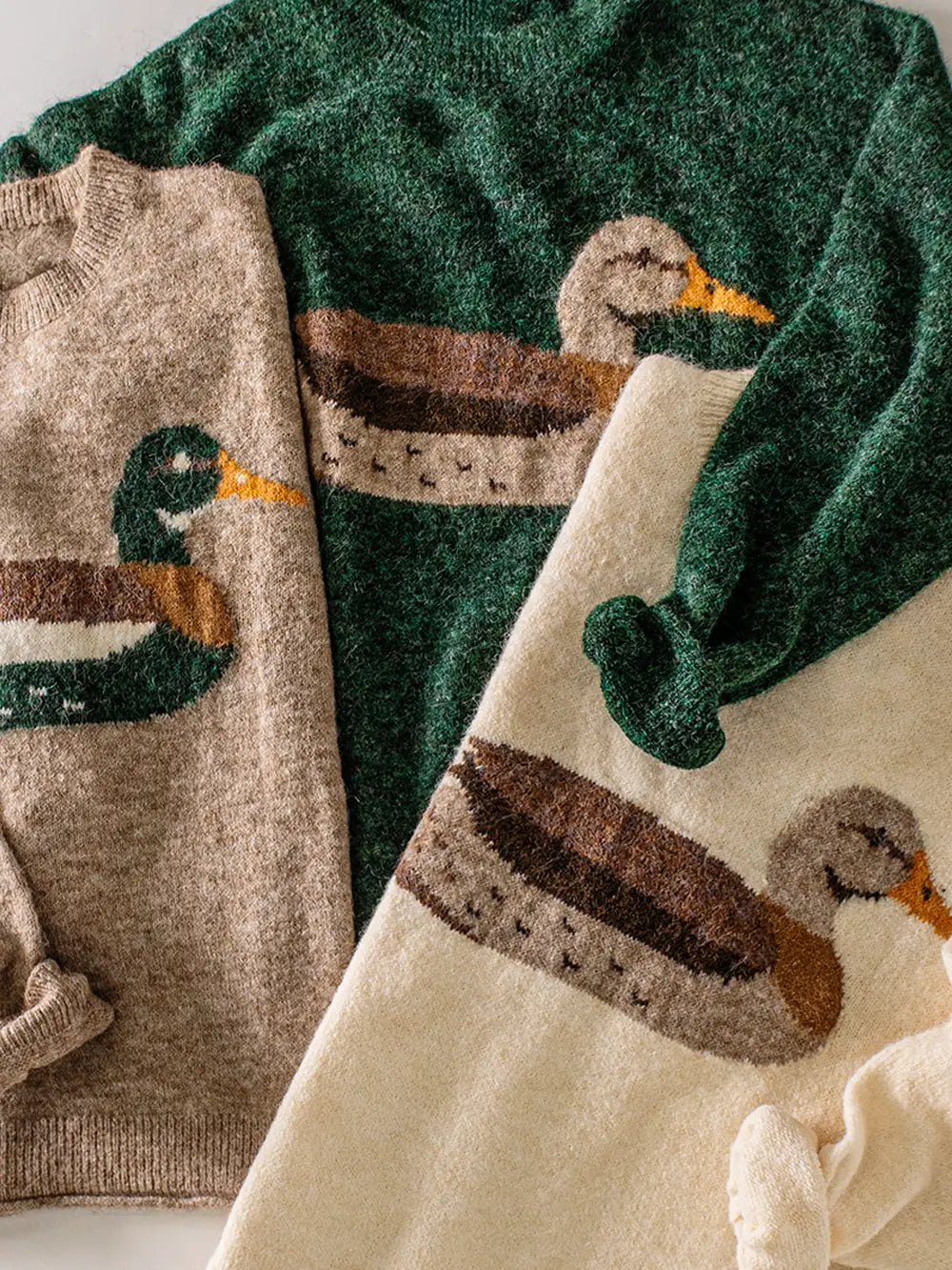 Maybe One Day Olive Mallard Duck Sweater