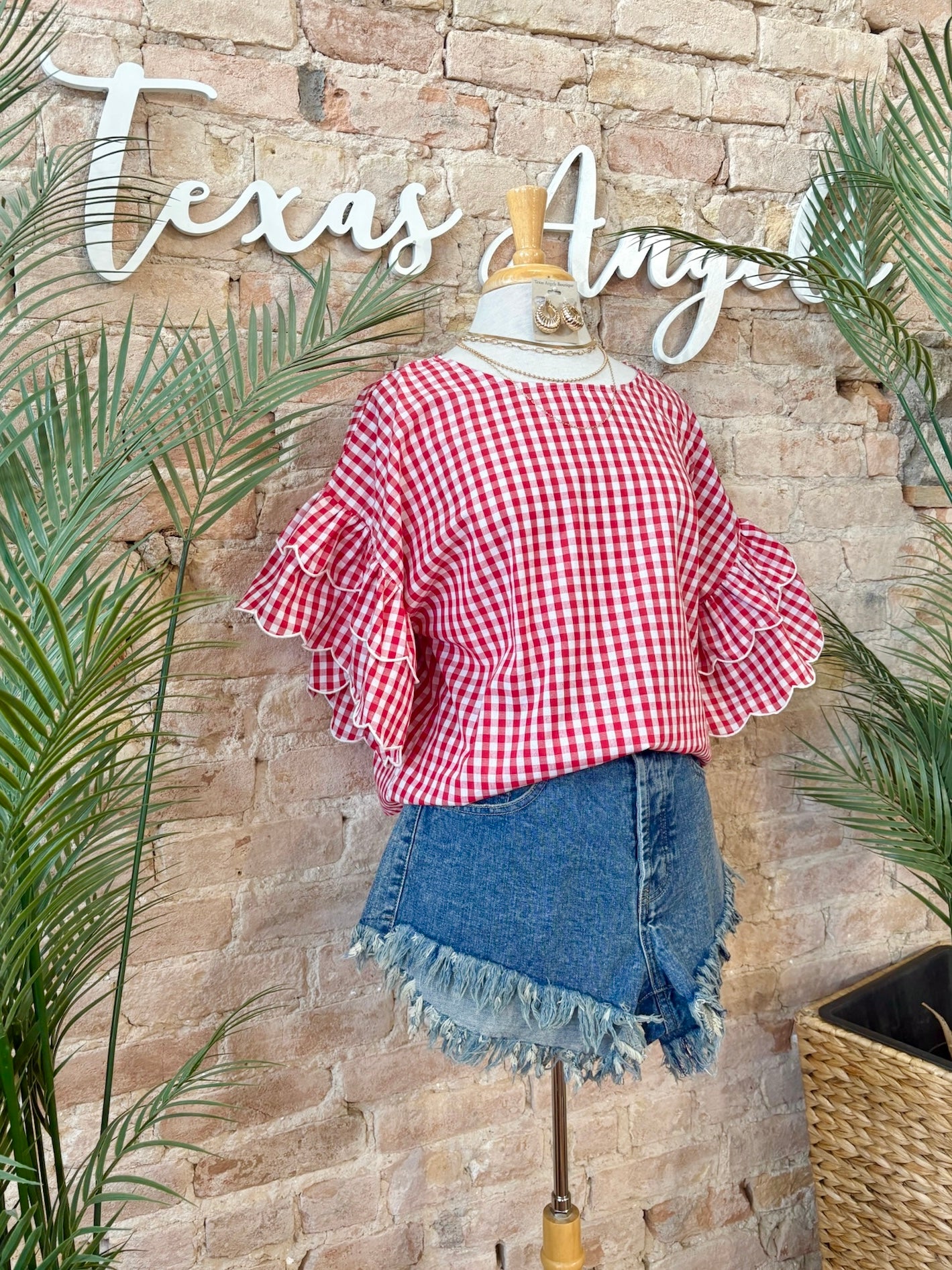 Sun Rays & Rosy Cheeks Ruffled Red Plaid Blouse