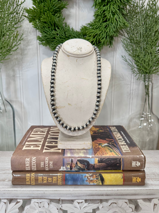 8MM Sterling Silver Navajo Pearl Necklace