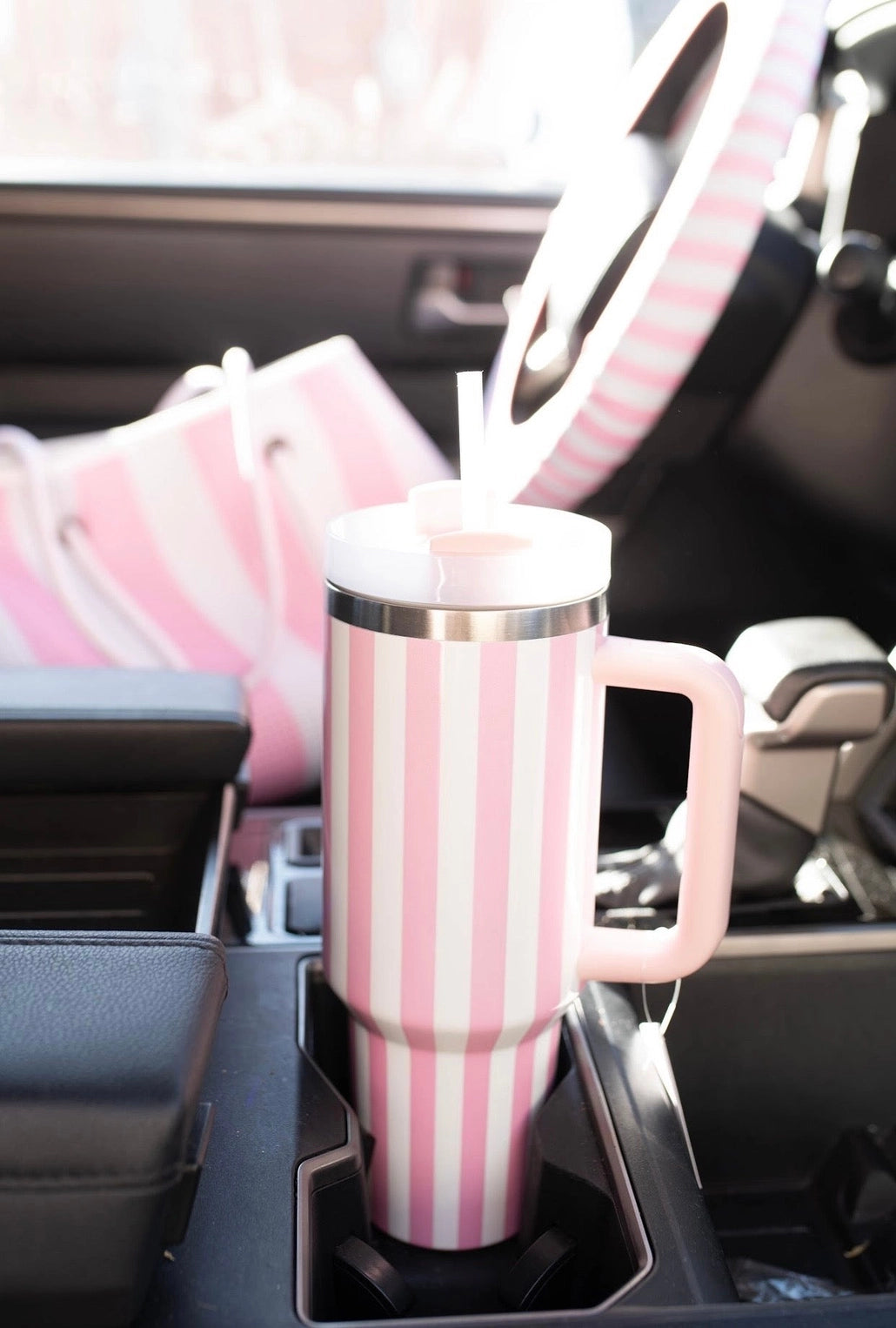 Pink Striped Tumbler