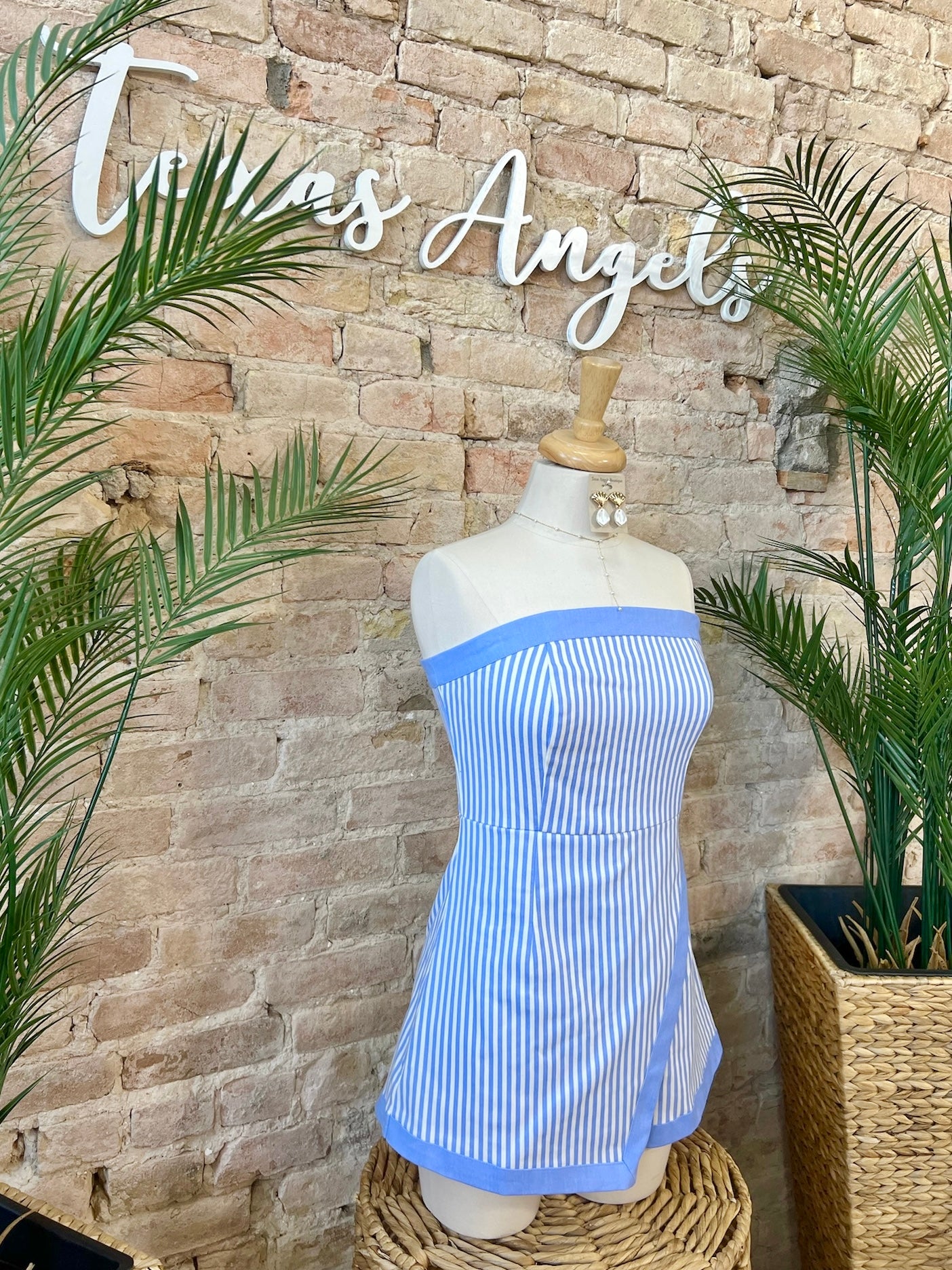 Sandy Shores Blue Striped Romper
