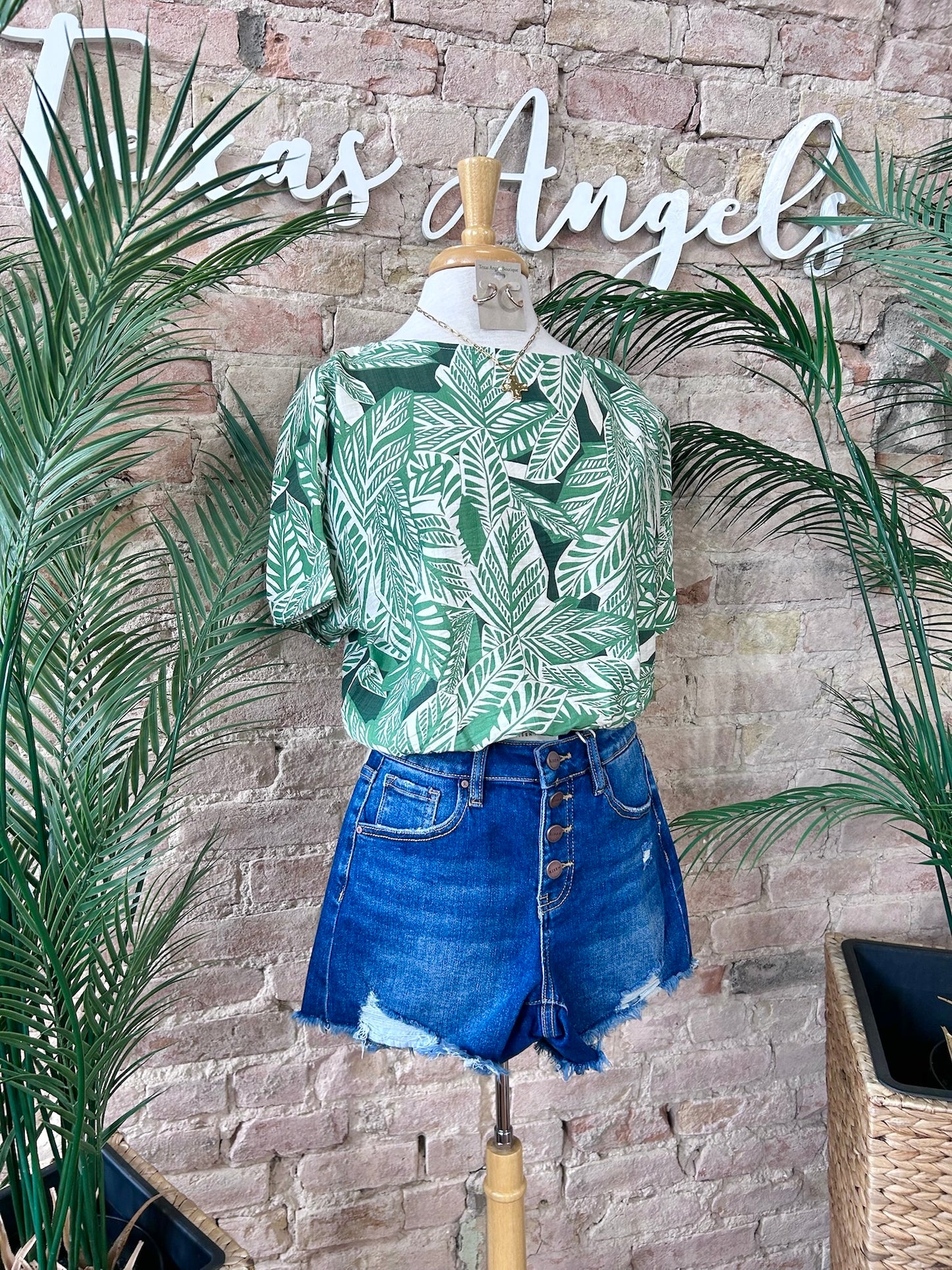 Outskirts Of Paradise Palm Tree Printed Blouse