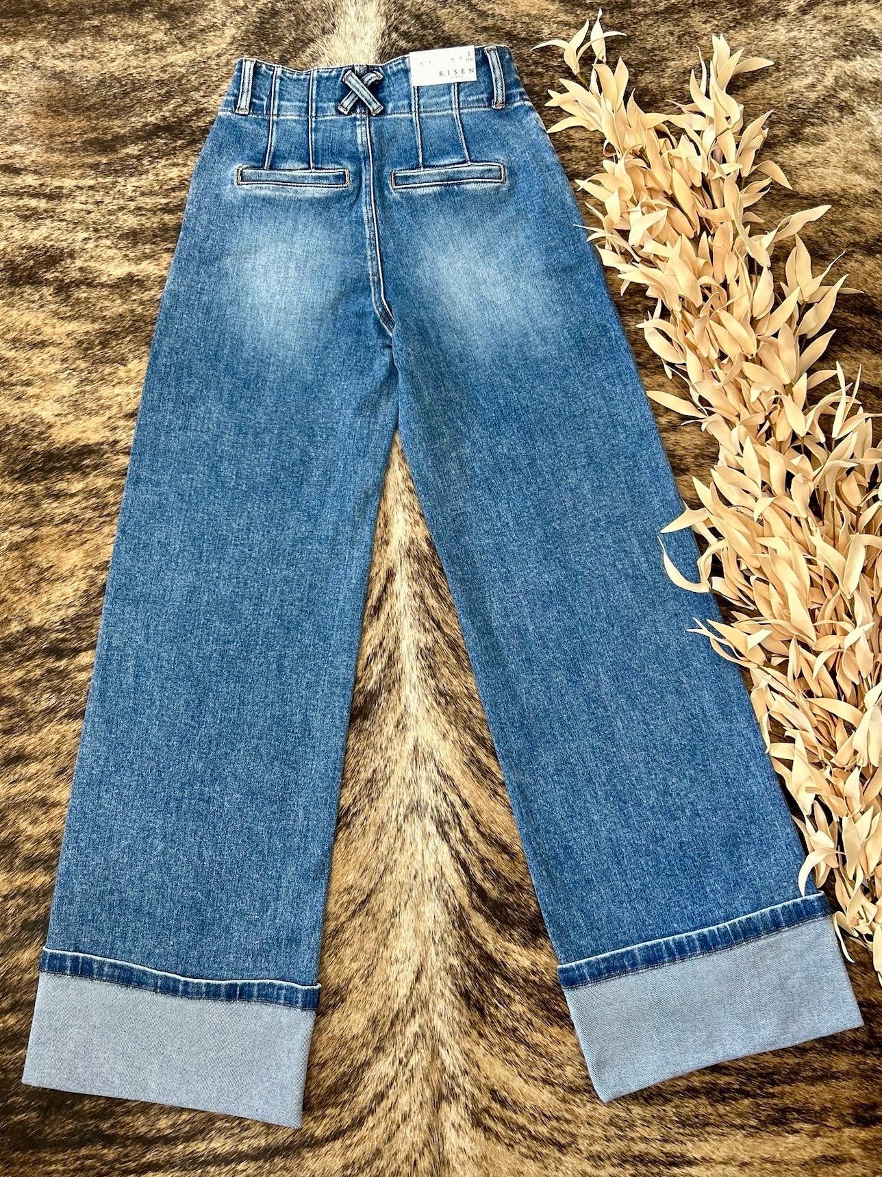 Laid Back Light Wash Wide Leg Risen Jeans