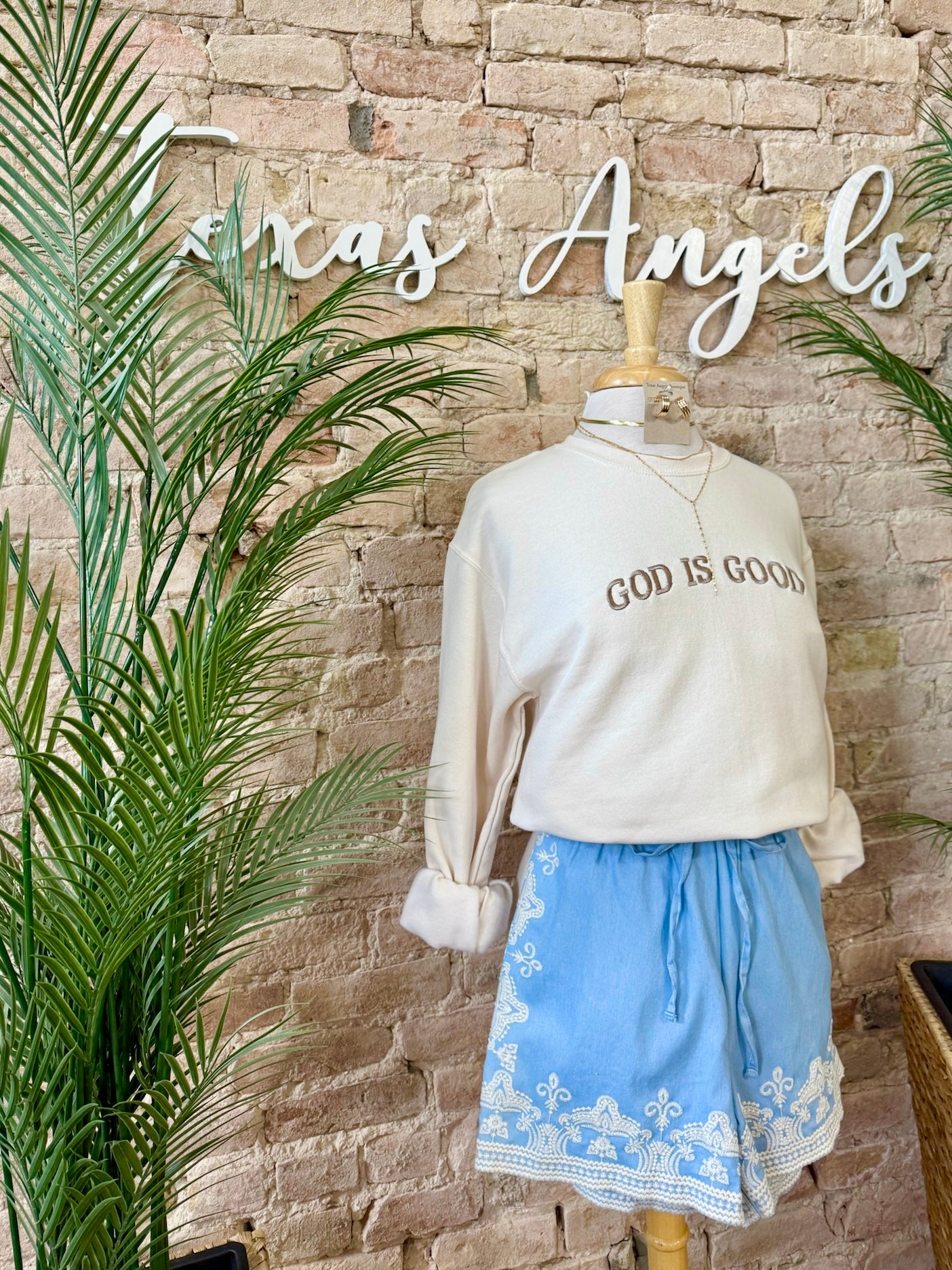 Coastin’ Light Chambray Embroidered Shorts