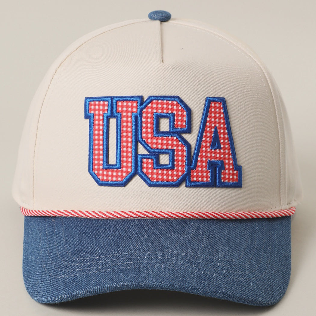 Dark Denim Embroidered USA Trucker Hat
