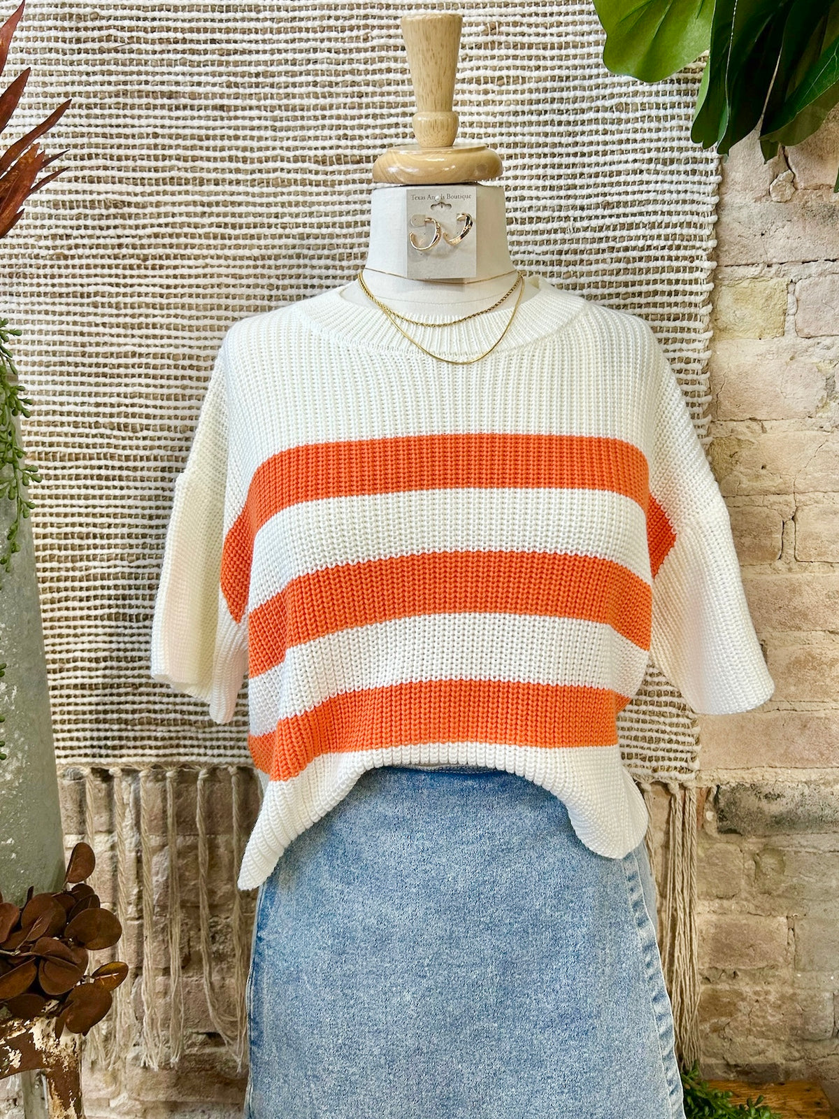 Oh It’s Game Day Orange Striped Sweater Top