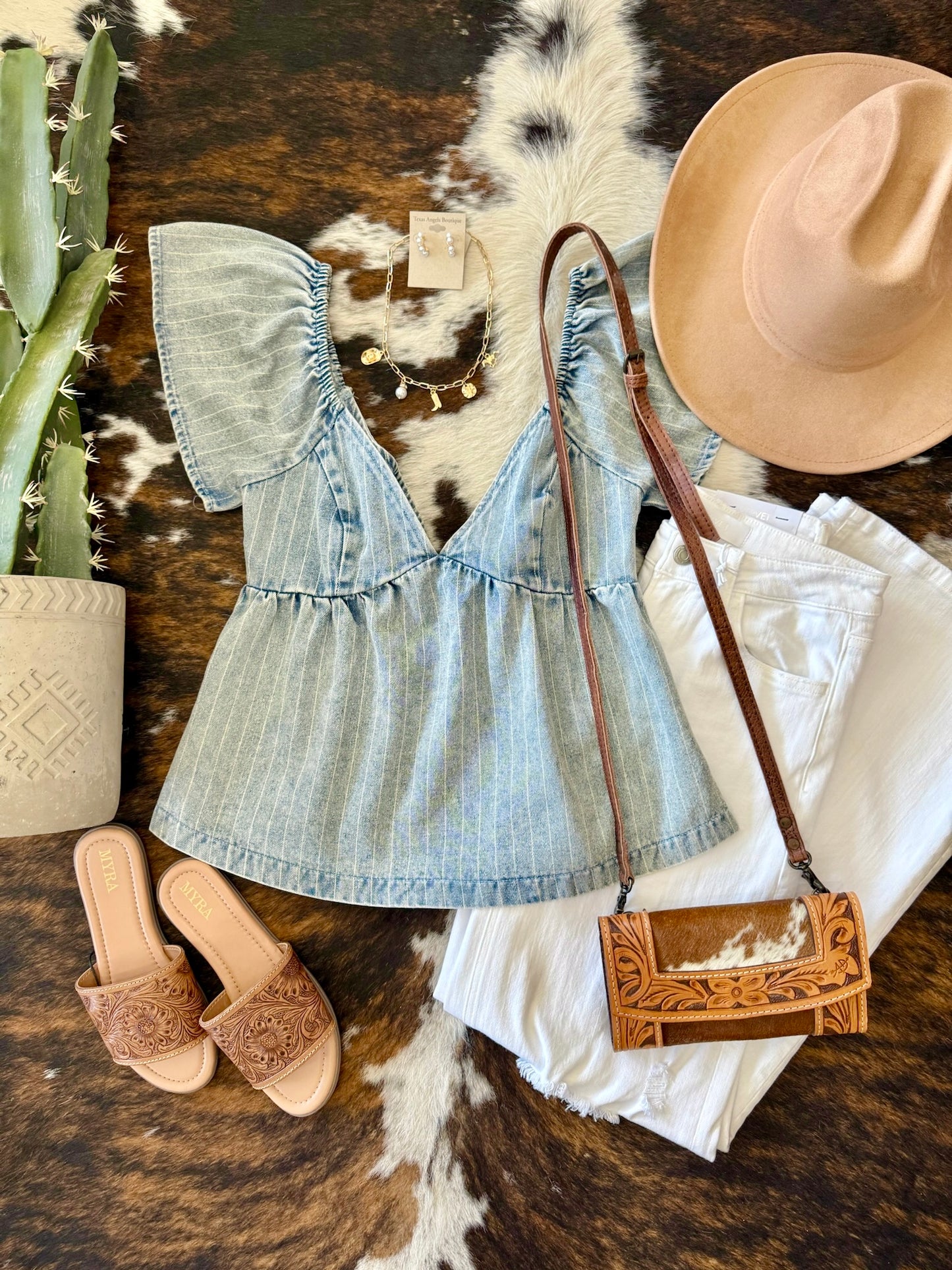 All I See Is You Striped Denim Blouse