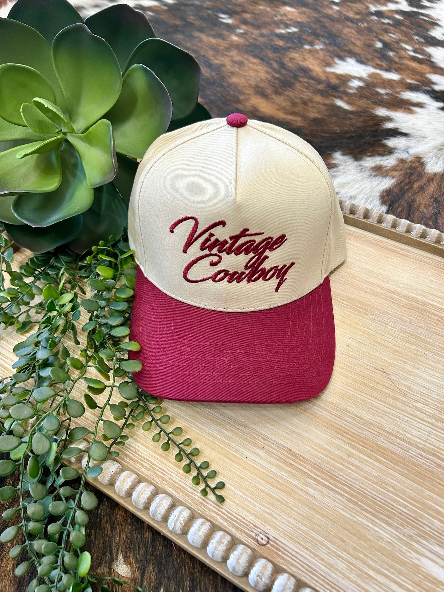 Vintage Cowboy Burgundy Trucker Hat