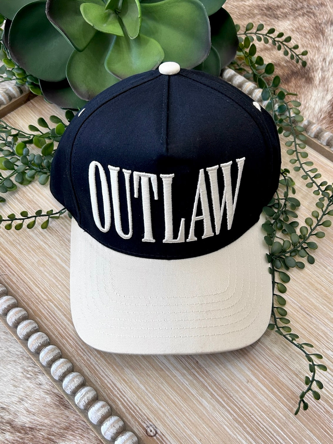 Black Outlaw Embroidered Trucker Hat