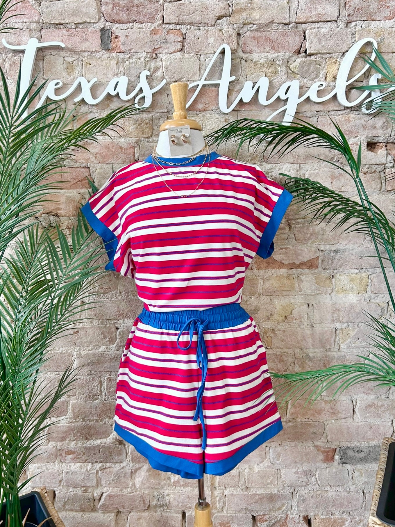 Deep In The Heart Red & Blue Striped Top