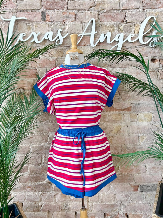 Deep In The Heart Red & Blue Striped Top