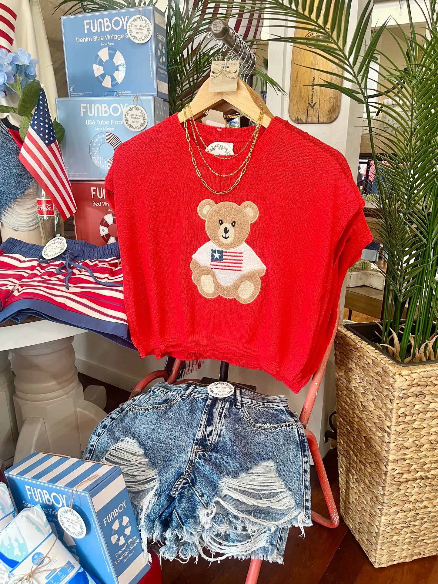 American Sweetheart Teddy Bear Knit Top