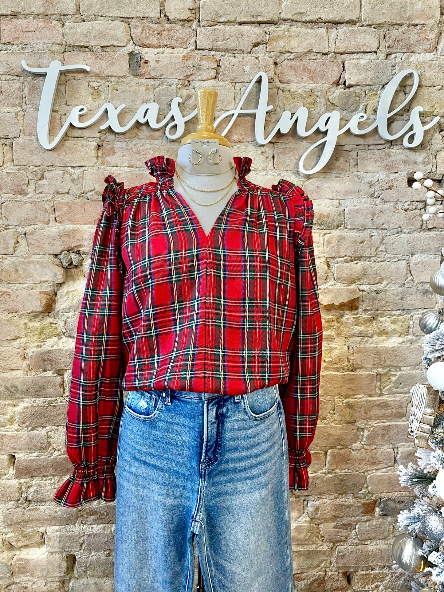Ralph Lauren Red Plaid Blouse