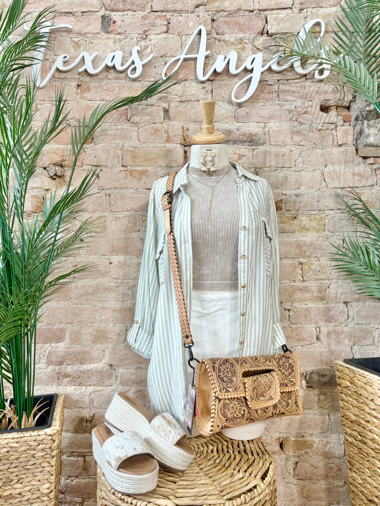 Chasin’ Sunshine Sage Striped Shirt