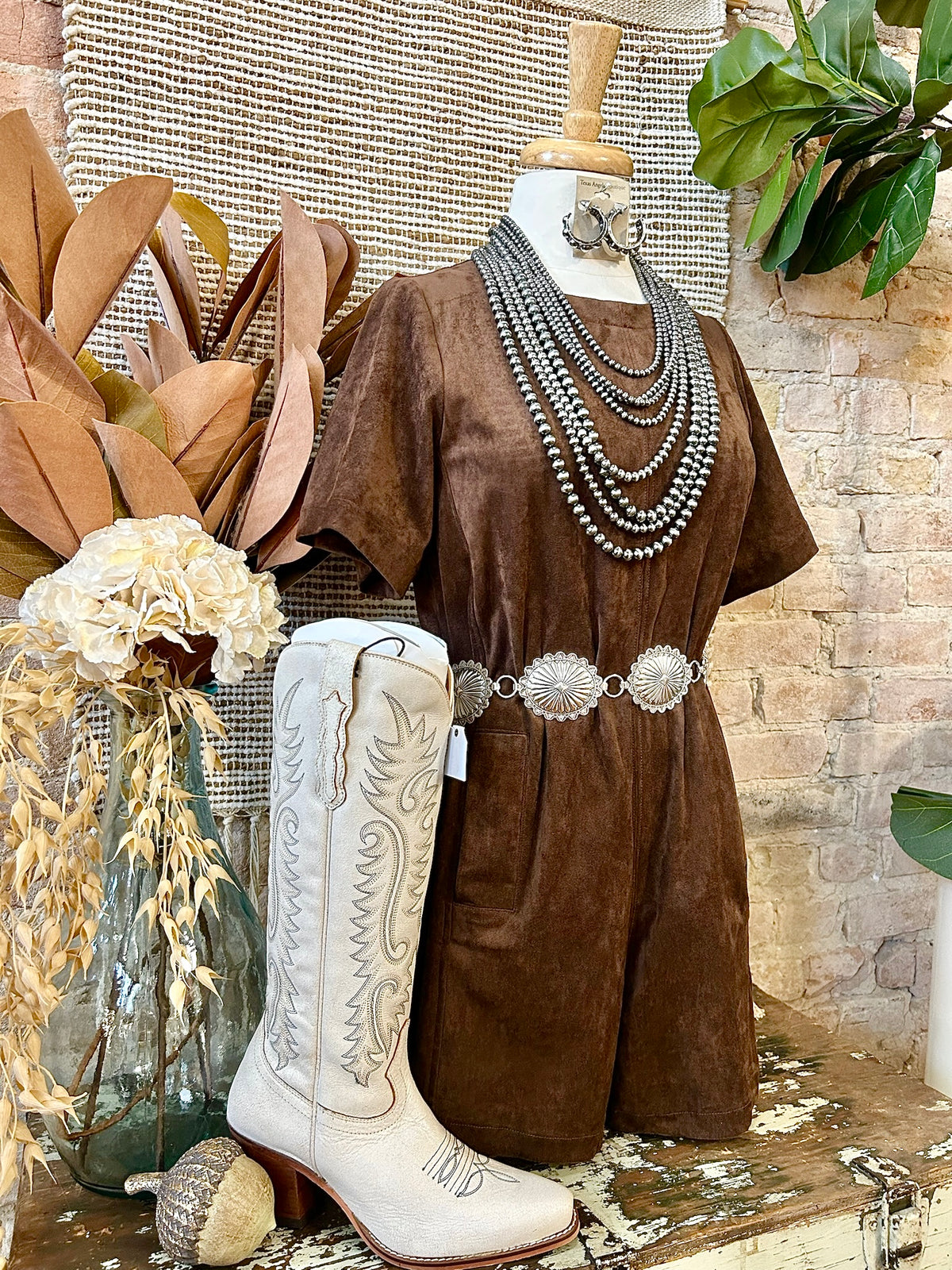 Fall Sunsets Brown Suede Romper
