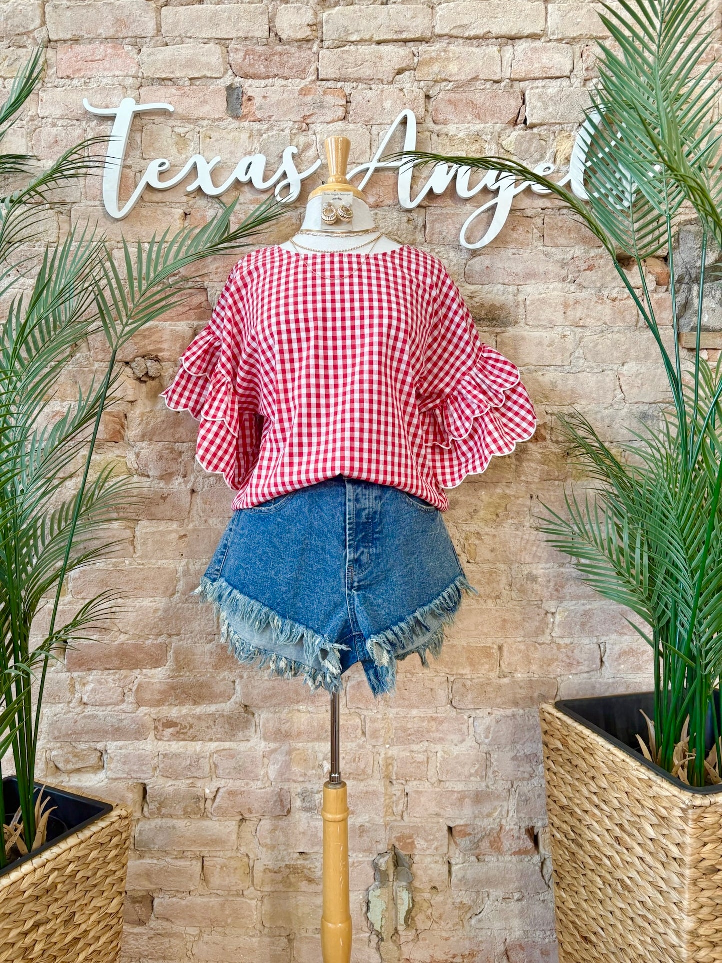 Sun Rays & Rosy Cheeks Ruffled Red Plaid Blouse