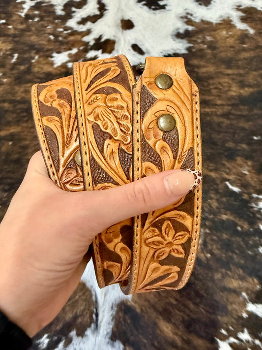 American Darling Tooled Leather Purse Strap