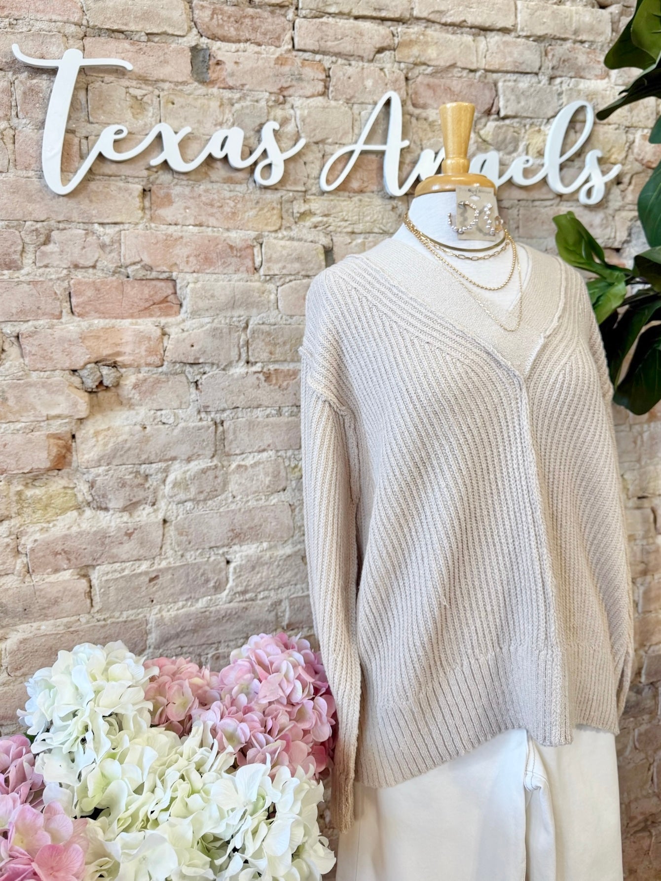 Tie The Knot Oatmeal Knit Sweater