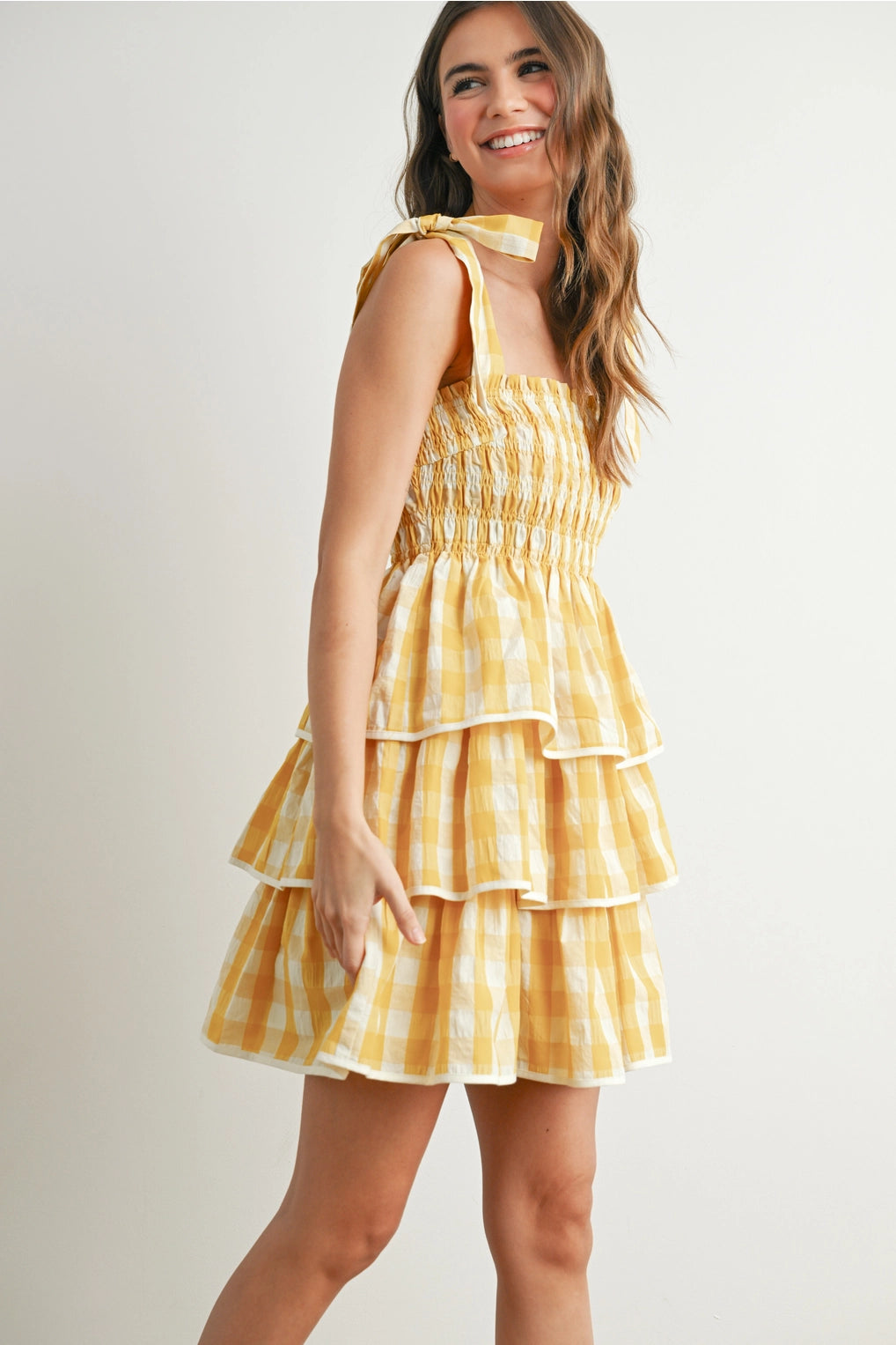 RESTOCK Let's Plan A Picnic Yellow Plaid Dress