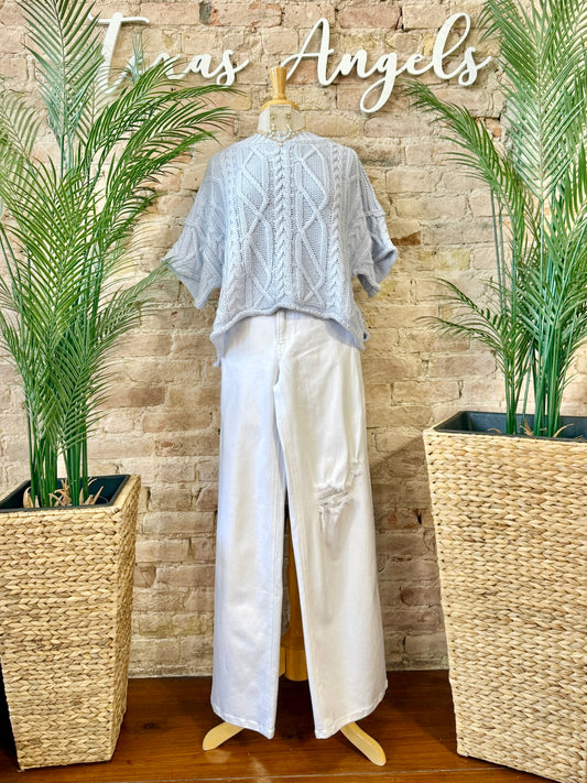 Knot A Care In The World Blue Knit Sweater