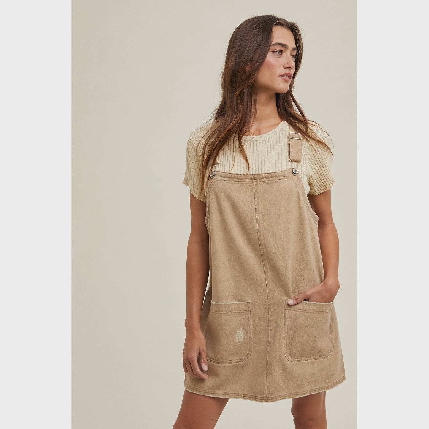 Can You Keep A Secret Khaki Dress