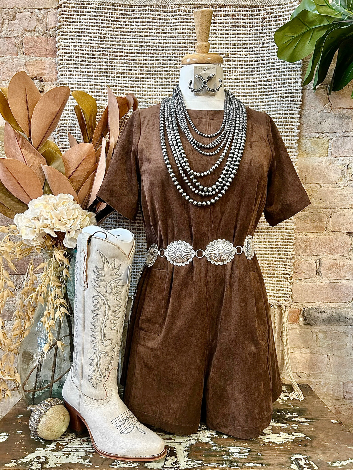 Fall Sunsets Brown Suede Romper