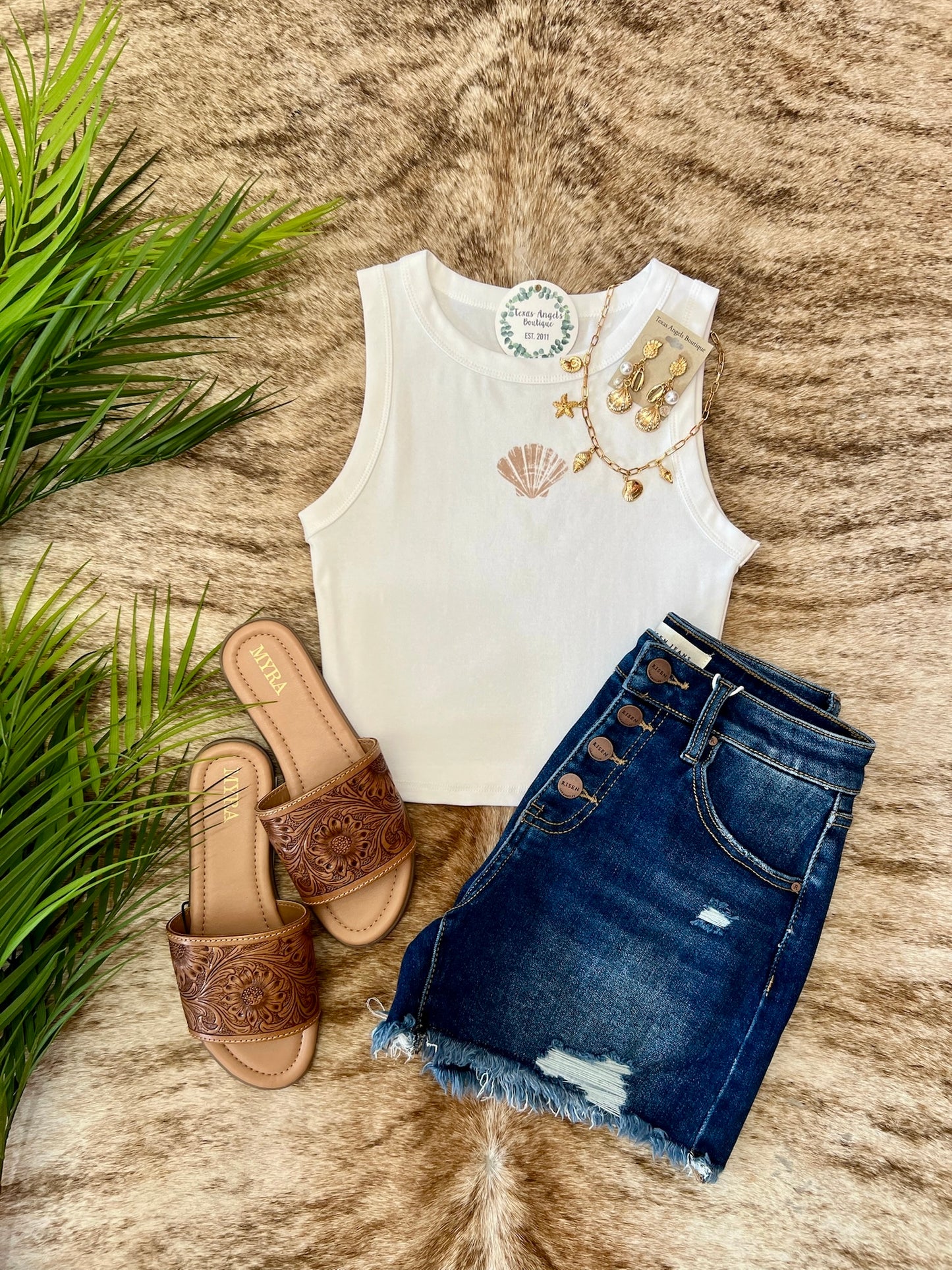 Wakeboarding Wednesday White Seashell Tank Top