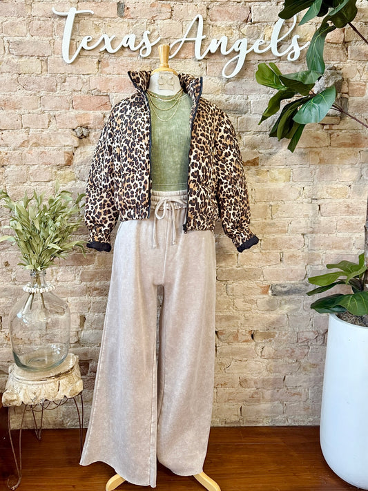 Picked You Just For Myself Leopard Print Puffer Jacket