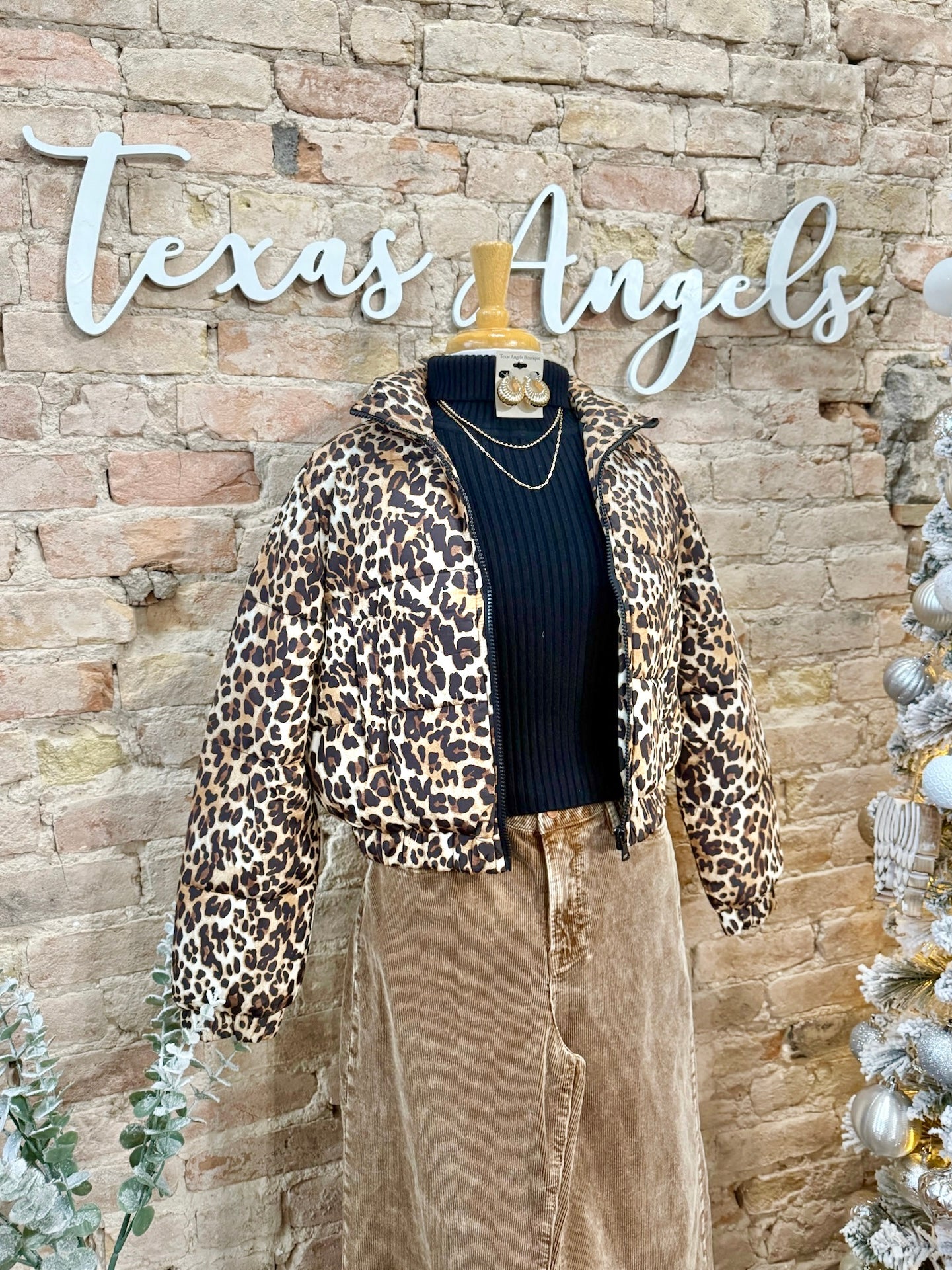 Picked You Just For Myself Leopard Print Puffer Jacket