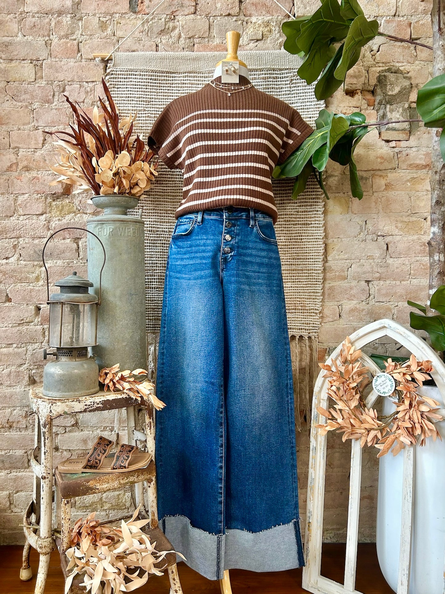 Sweet As Can Be Brown Striped Sweater Top