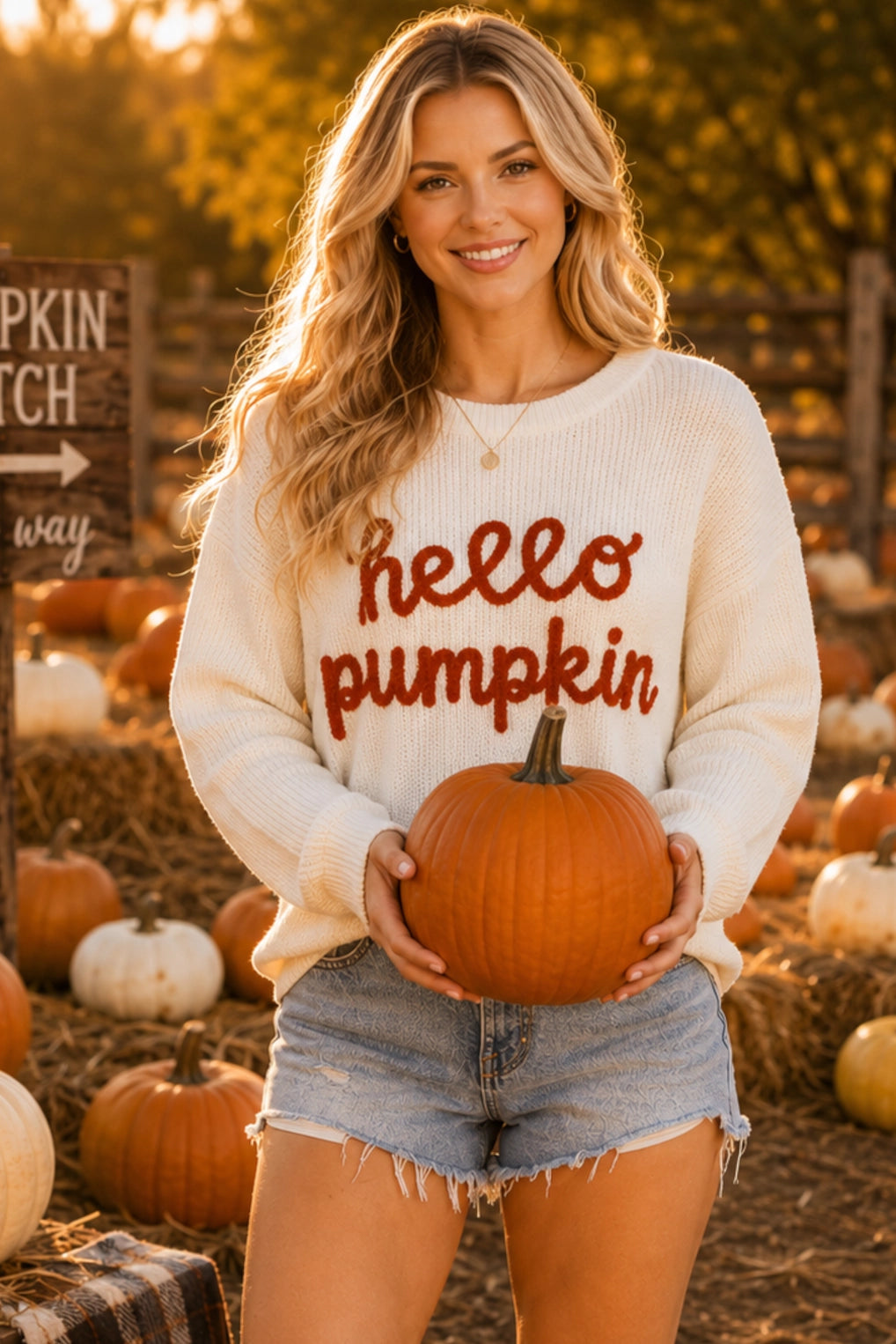 Hello Pumpkin Ivory Sweater
