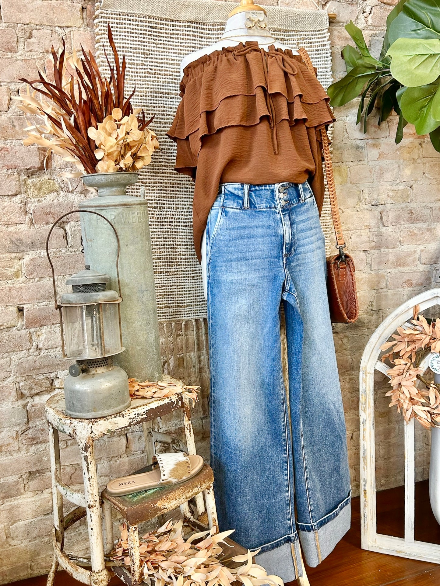 Dream Big Brown Off Shoulder Blouse