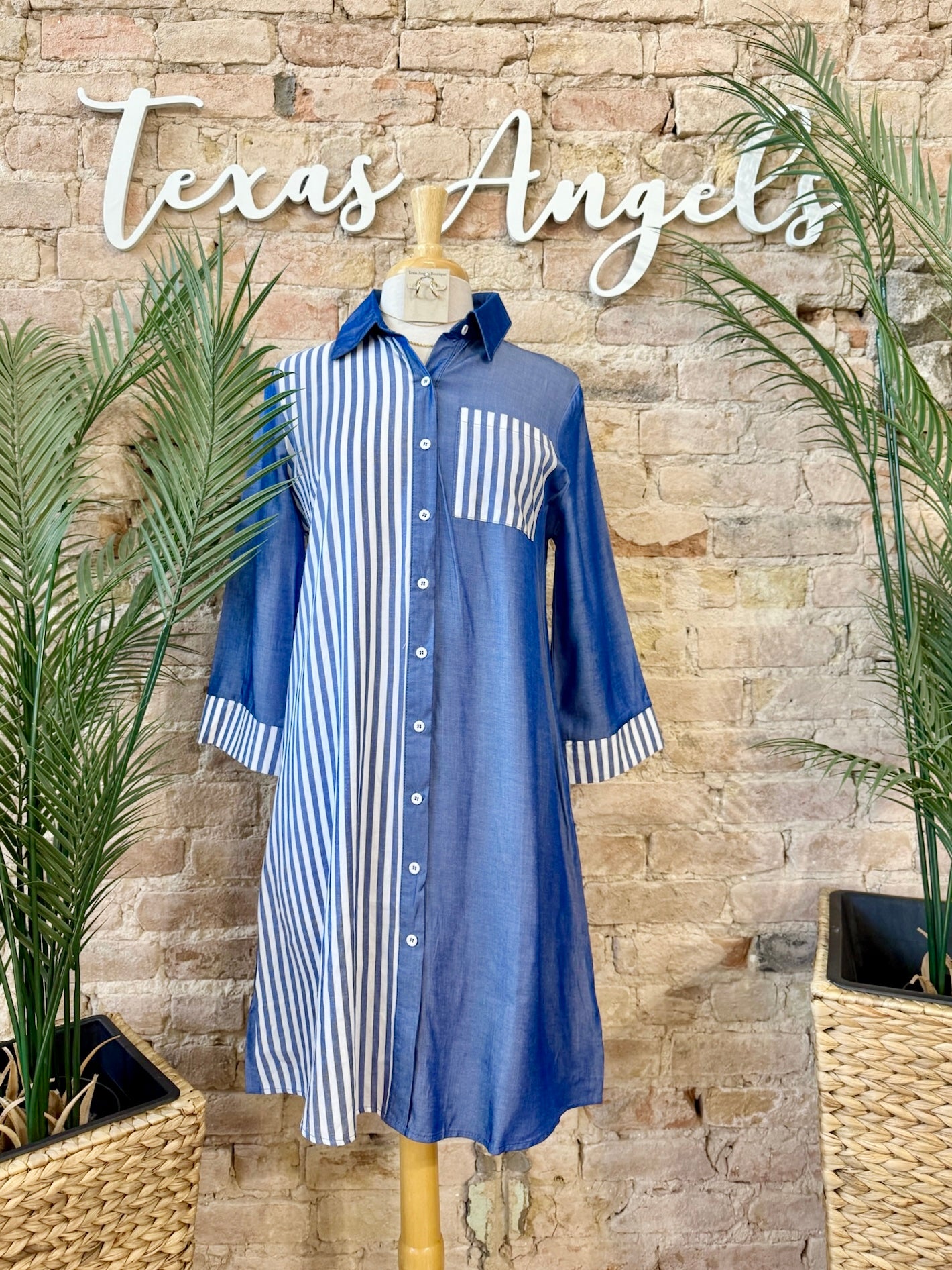 In Love With The Sun Chambray Striped Dress