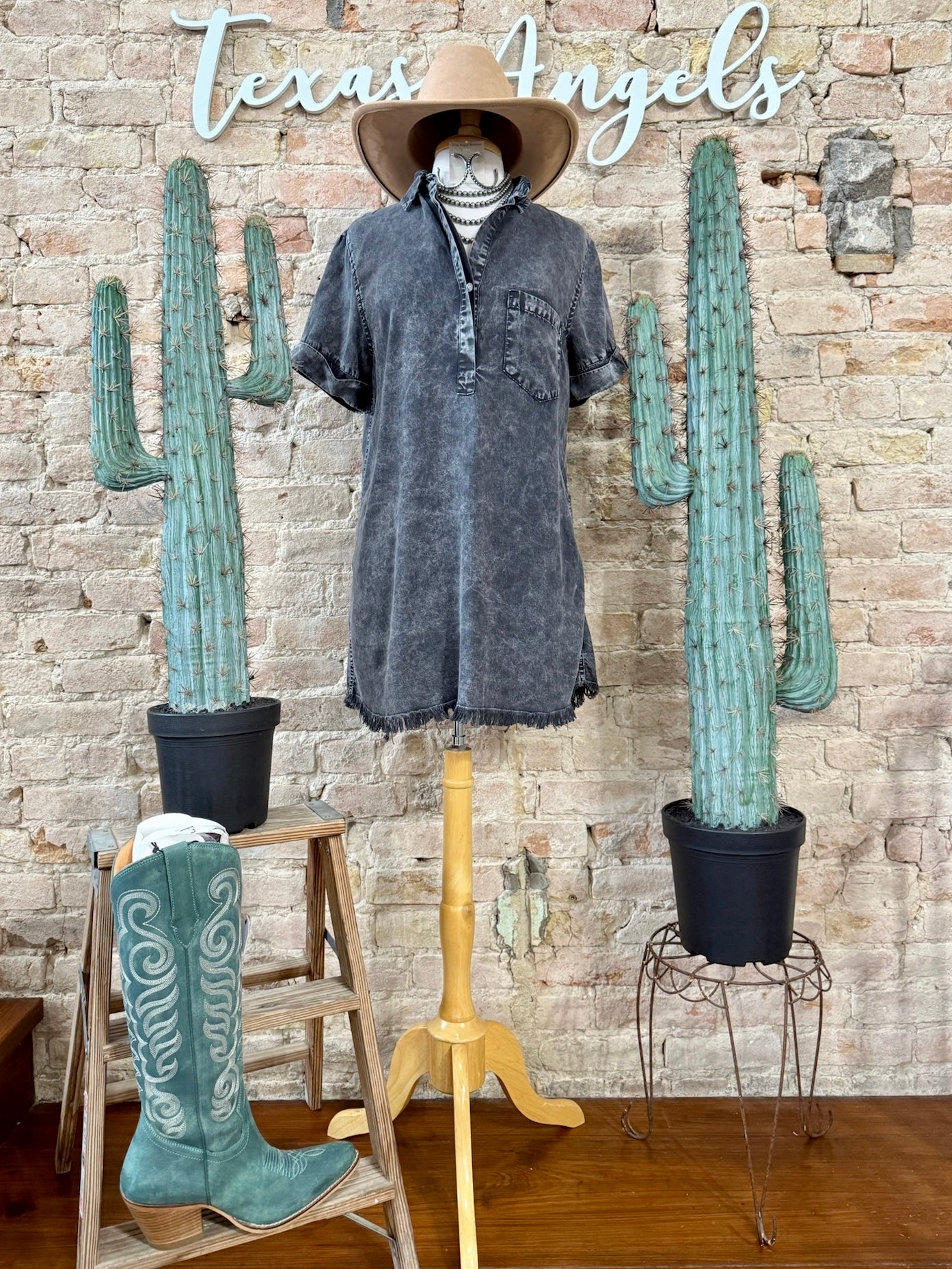 Black Betty Acid Wash Denim Dress