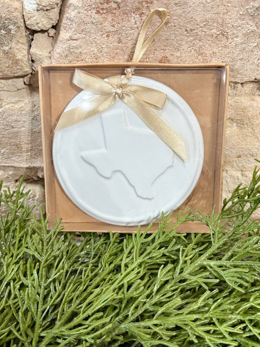White Texas State Christmas Ornament