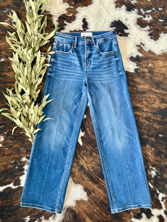 A Dream Come True Dark Wash Straight Leg Risen Jeans