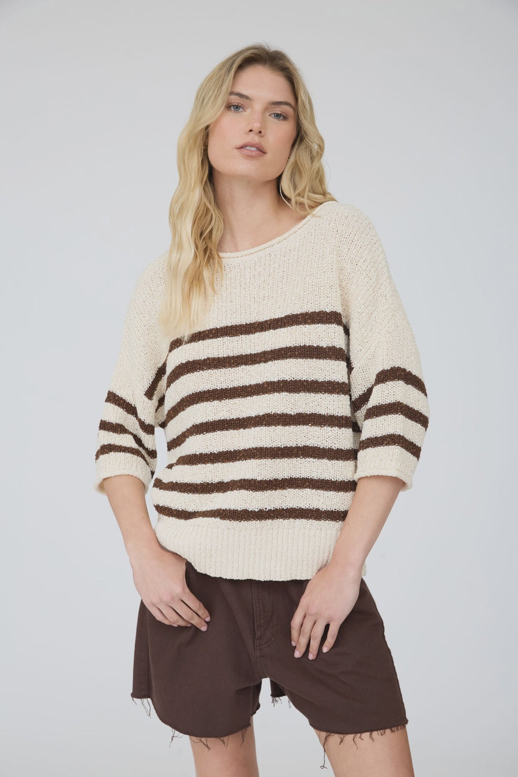 Simply The Best Ivory & Brown Striped Sweater