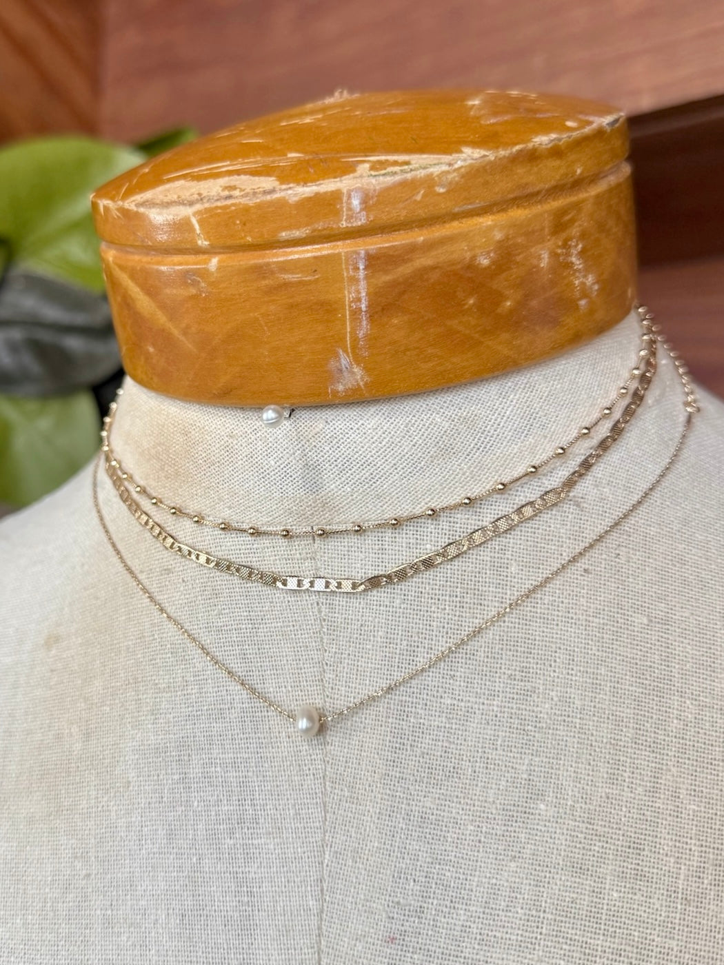 Dainty Gold Pearl Layered Necklace