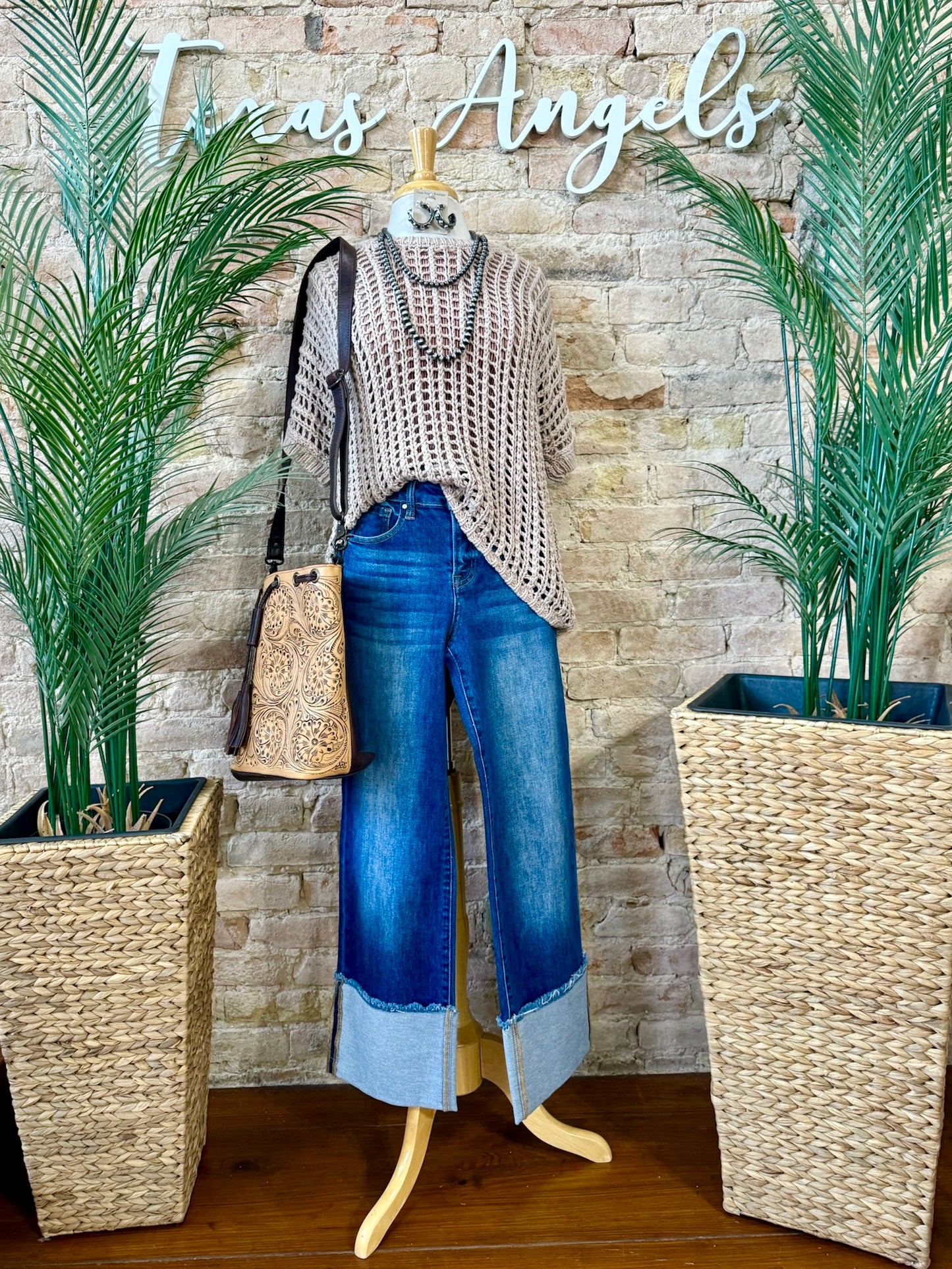 Counting On You Cropped Wide Leg Risen Jeans