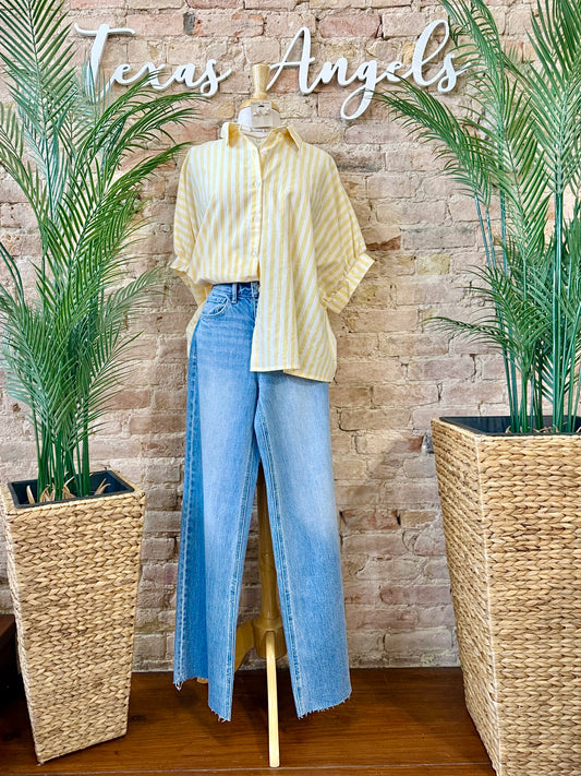 Sandy Shores Yellow Striped Blouse