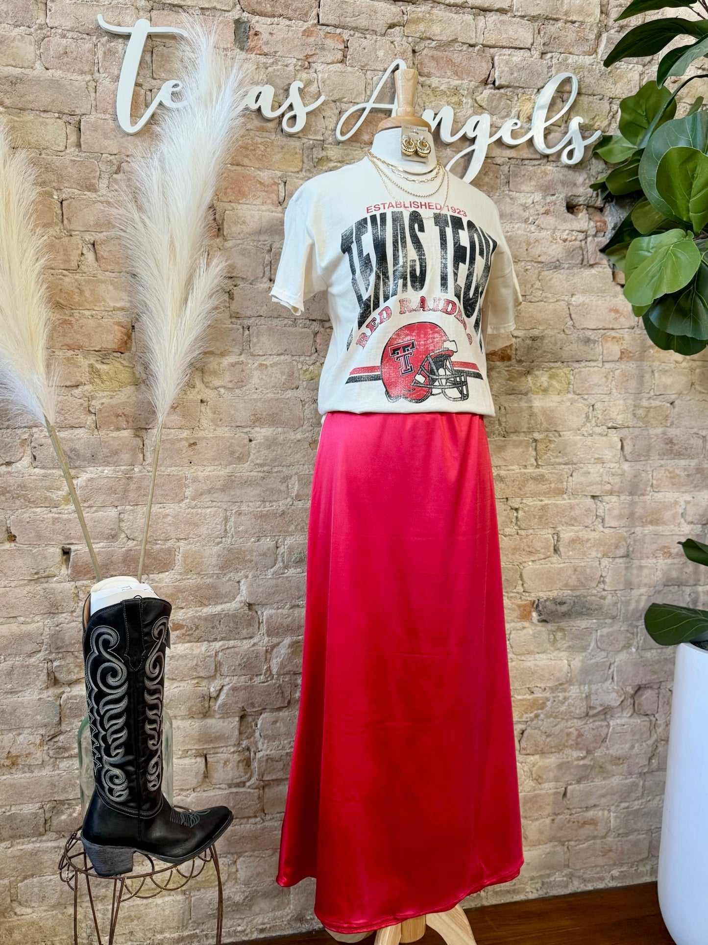 Saturday Night Red Satin Skirt