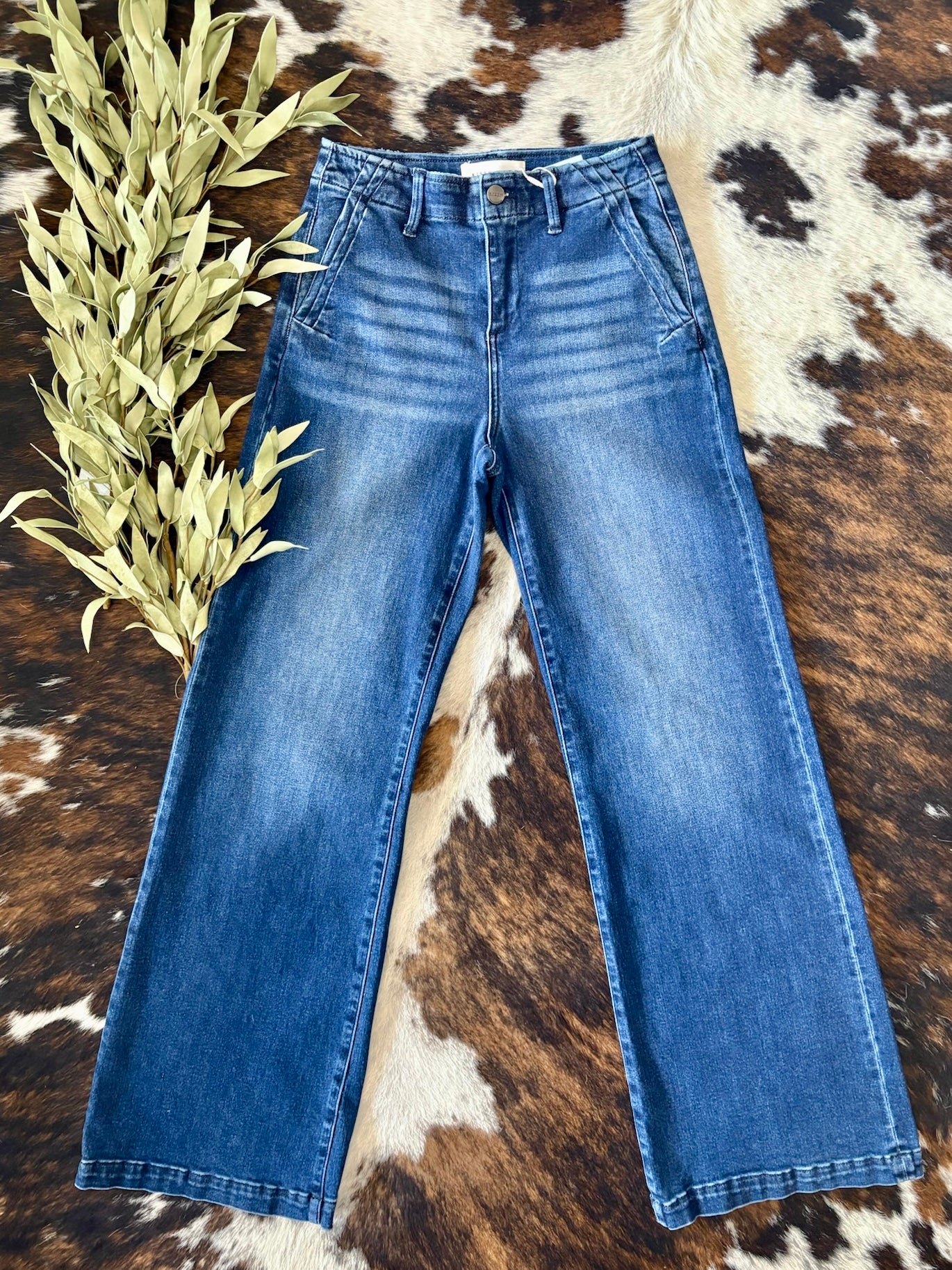 Born To Dream Dark Wash Wide Leg Risen Jeans