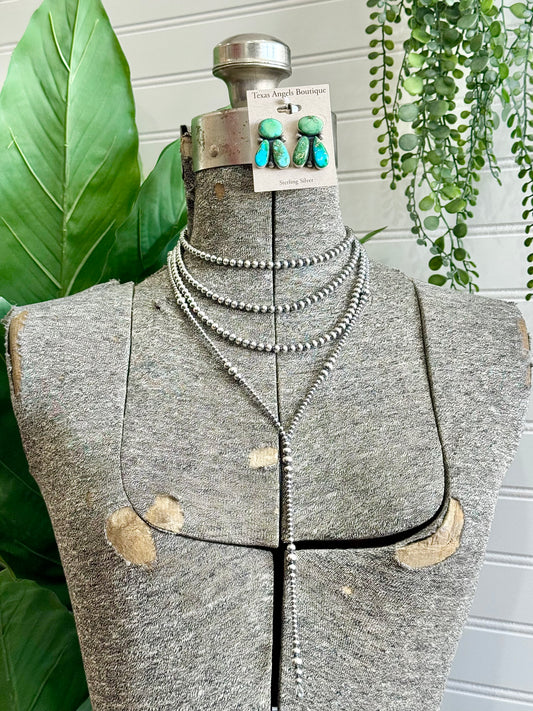 22" Graduated Sterling Silver Navajo Pearl Lariat Necklace