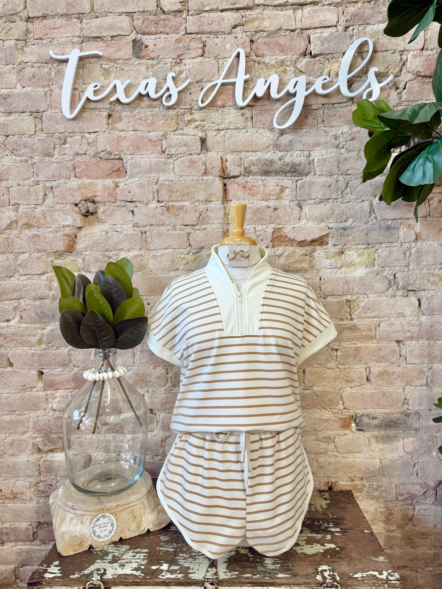 If It's Meant To Be Ivory Striped Lounge Top