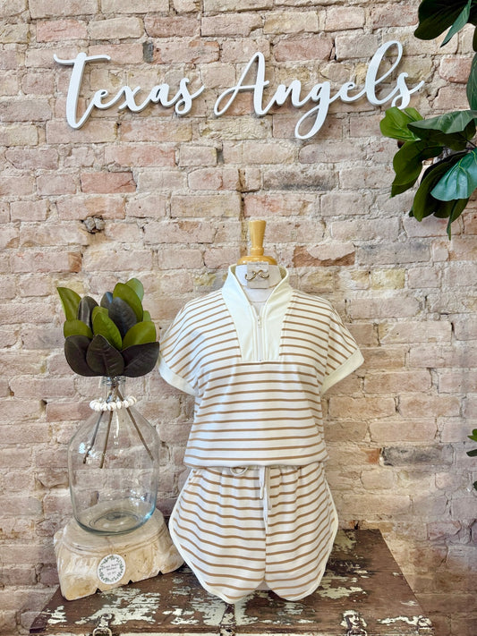 If It's Meant To Be Ivory Striped Lounge Top