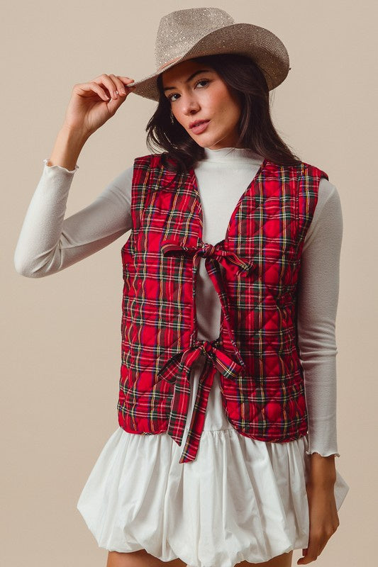 A Very Merry Christmas Red Plaid Quilted Vest